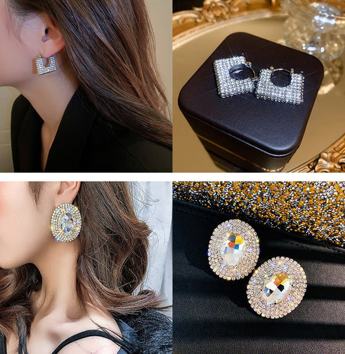 Retro Designer Rhinestones Drop Earrings - Sweetheart Jewel