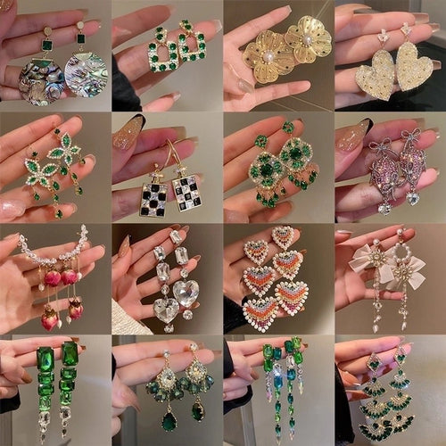 Retro Designer Rhinestones Drop Earrings - Sweetheart Jewel