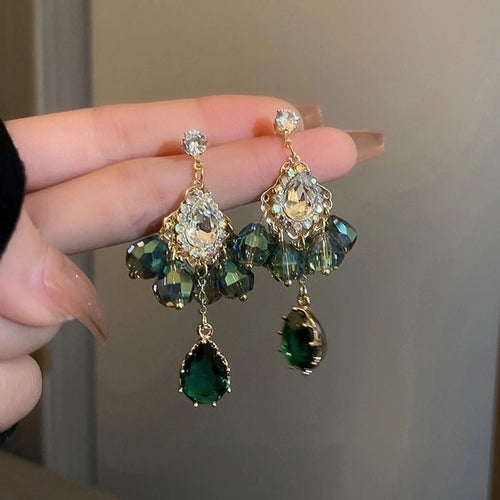 Retro Designer Rhinestones Drop Earrings - Sweetheart Jewel