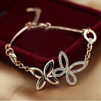 Rhinestone Butterflies Rose Gold Bracelet - Sweetheart Jewel