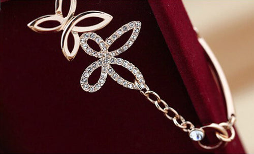 Rhinestone Butterflies Rose Gold Bracelet - Sweetheart Jewel