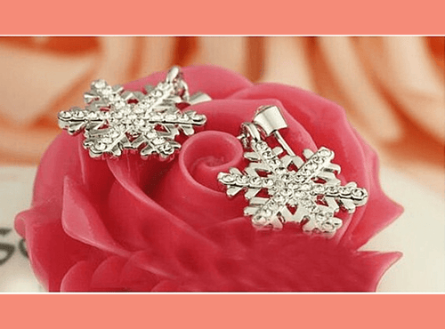 Rhinestone Embellished Snowflake Necklace and Earrings Set - Sweetheart Jewel