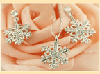 Rhinestone Embellished Snowflake Necklace and Earrings Set - Sweetheart Jewel
