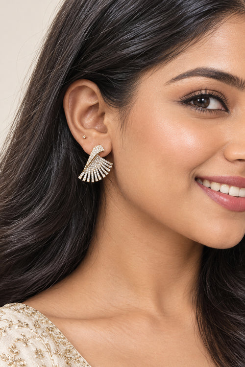 Glamour Wing Cubic Zirconia Statement Earrings