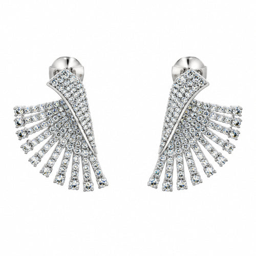 Glamour Wing Cubic Zirconia Statement Earrings