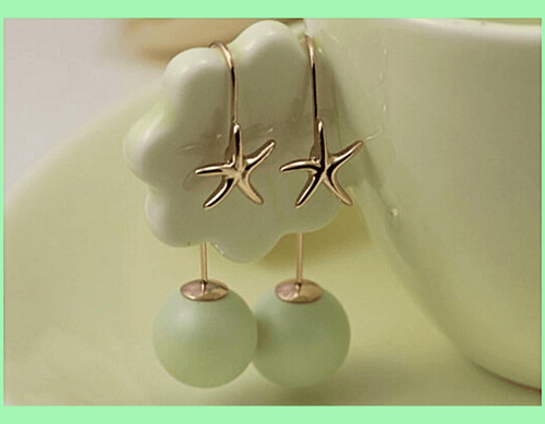 Rose Gold Starfish with Dangling Ball Earring - Sweetheart Jewel