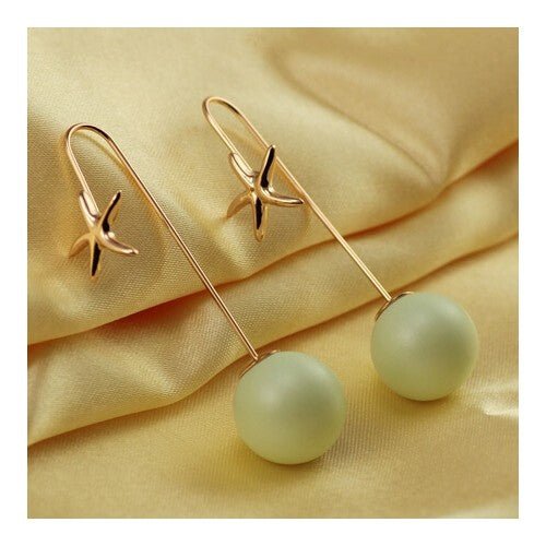 Rose Gold Starfish with Dangling Ball Earring - Sweetheart Jewel