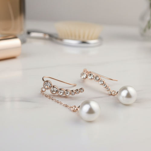 Seven Stars Dangling Pearl Ear Studs - Sweetheart Jewel