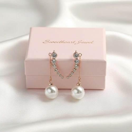 Seven Stars Dangling Pearl Ear Studs - Sweetheart Jewel