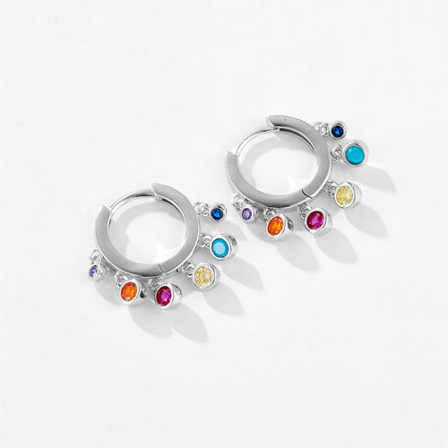 Shiny Round Sterling Silver 18K Gold Plated Drop Earrings - Sweetheart Jewel