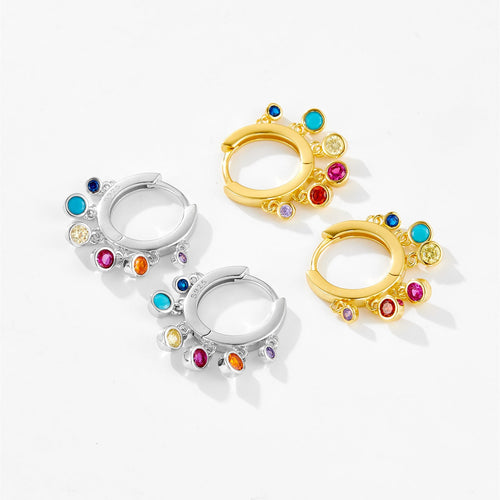 Shiny Round Sterling Silver 18K Gold Plated Drop Earrings - Sweetheart Jewel