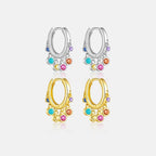 Shiny Round Sterling Silver 18K Gold Plated Drop Earrings - Sweetheart Jewel