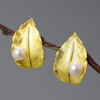 Sterling Silver Pearls Leaves Earring - Sweetheart Jewel