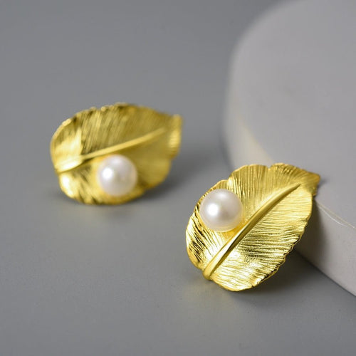 Sterling Silver Pearls Leaves Earring - Sweetheart Jewel