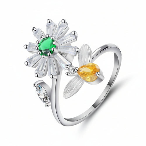 Sweet Flower and Bee Ring - Sweetheart Jewel