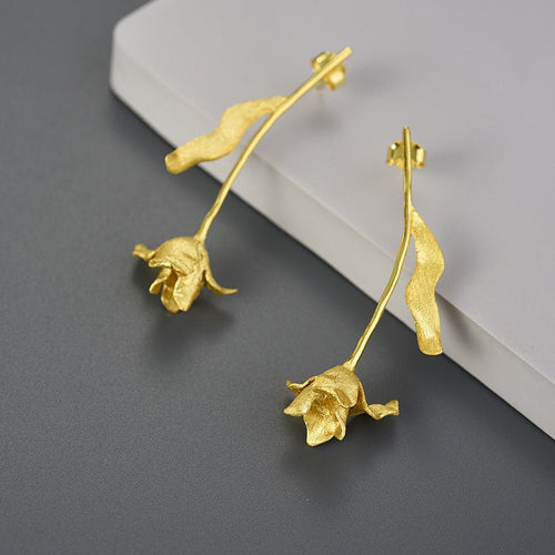 Sweet Flower Sterling Silver Drop Earrings - Sweetheart Jewel