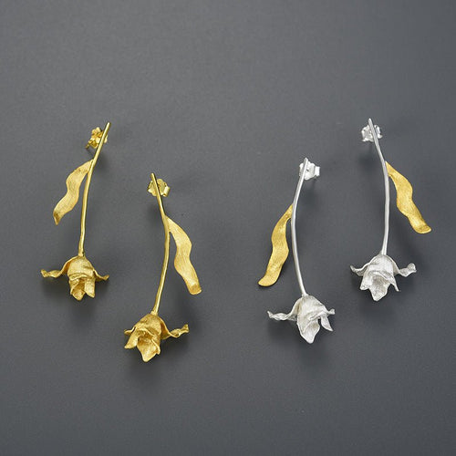 Sweet Flower Sterling Silver Drop Earrings - Sweetheart Jewel