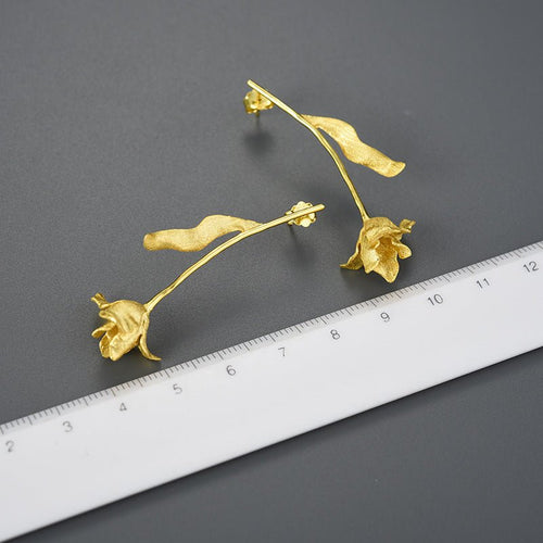 Sweet Flower Sterling Silver Drop Earrings - Sweetheart Jewel