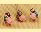 Transparent Cubic Roses Gold Necklace and Earrings Set - Sweetheart Jewel