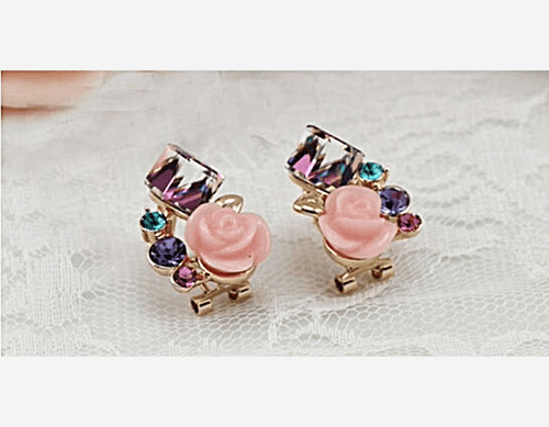 Transparent Cubic Roses Gold Necklace and Earrings Set - Sweetheart Jewel