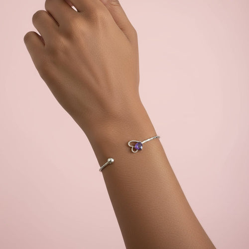 Violet Dream Cuff – Amethyst Sterling Silver Bracelet - Sweetheart Jewel