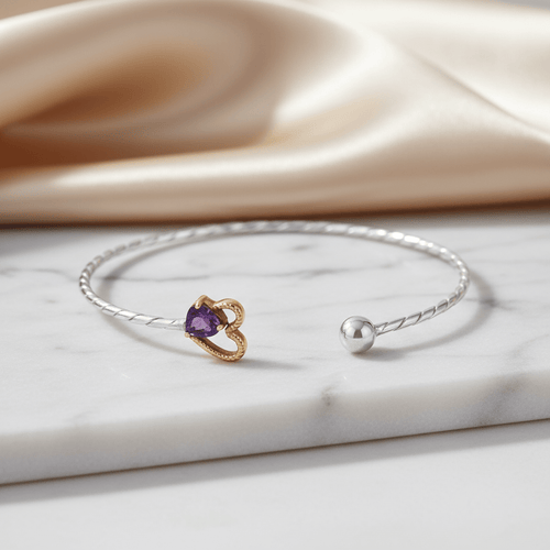 Violet Dream Cuff – Amethyst Sterling Silver Bracelet - Sweetheart Jewel