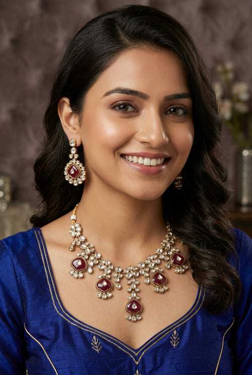 Rani Royale Fusion Necklace, Earrings & Tikka Set – Indo-Western Jewelry