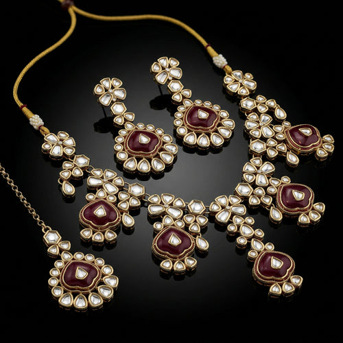 Rani Royale Fusion Necklace, Earrings & Tikka Set – Indo-Western Jewelry