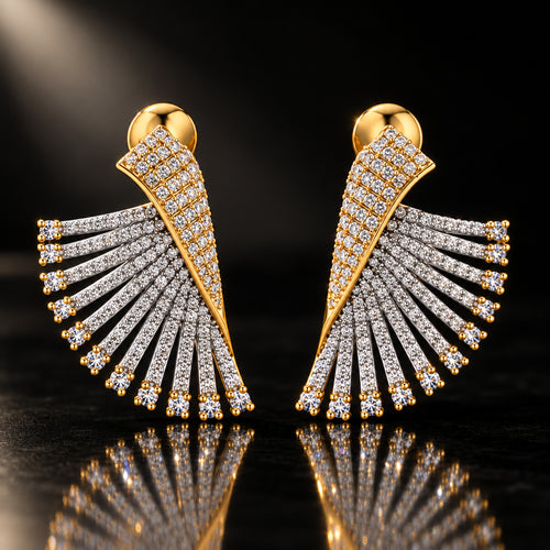 Glamour Wing Cubic Zirconia Statement Earrings