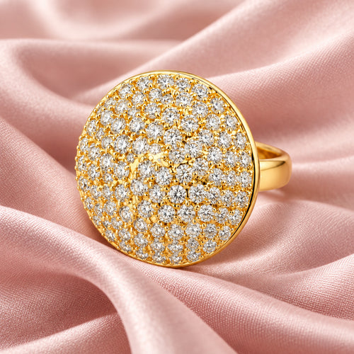 Golden Halo Cubic Zirconia Adjustable Statement Ring