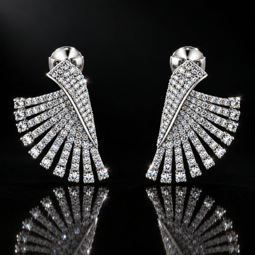 Glamour Wing Cubic Zirconia Statement Earrings
