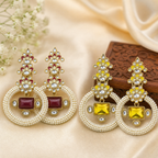 Rang Mahal Kundan Pearl Chandbali Earrings – Indo-Western Statement Jewelry