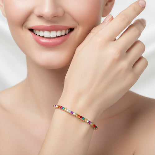 Austrian Crystal 18k Gold Plated Thin Bracelet - Sweetheart Jewel