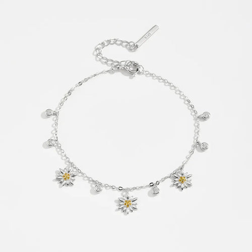 Blooming Grace Chrysanthemum Bracelet – 925 Sterling Silver - Sweetheart Jewel