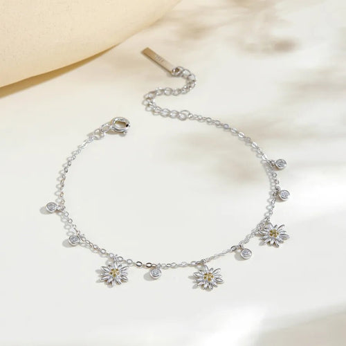 Blooming Grace Chrysanthemum Bracelet – 925 Sterling Silver - Sweetheart Jewel