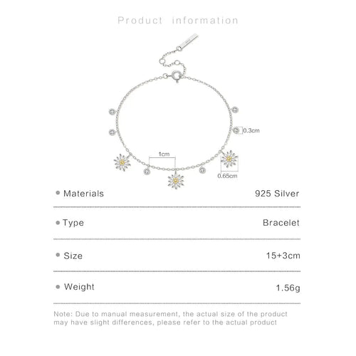 Blooming Grace Chrysanthemum Bracelet – 925 Sterling Silver - Sweetheart Jewel