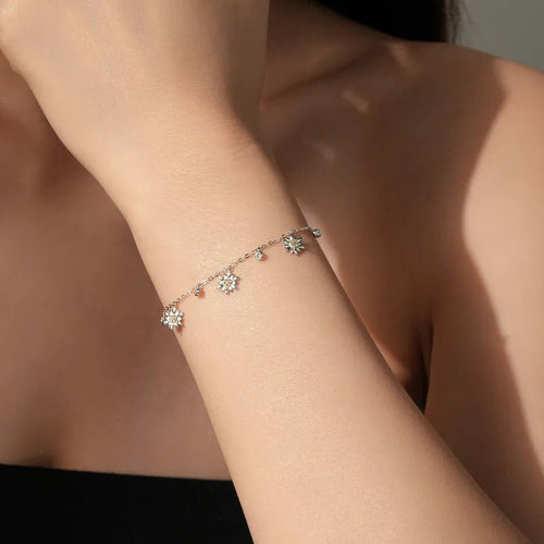 Blooming Grace Chrysanthemum Bracelet – 925 Sterling Silver - Sweetheart Jewel