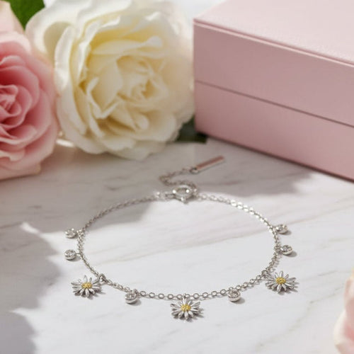 Blooming Grace Chrysanthemum Bracelet – 925 Sterling Silver - Sweetheart Jewel