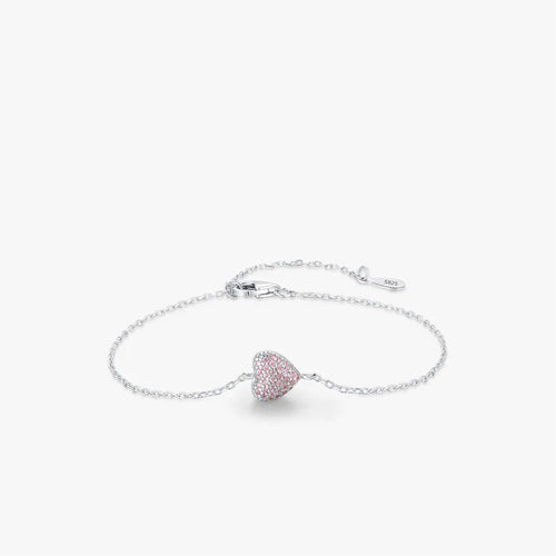 Blushing Heart Promise Bracelet – 925 Sterling Silver - Sweetheart Jewel
