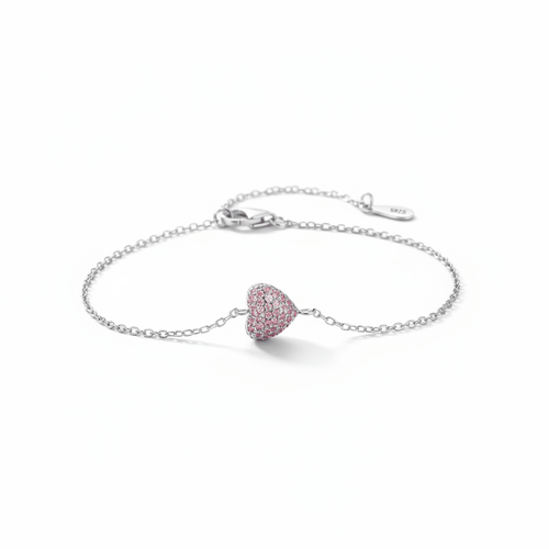 Blushing Heart Promise Bracelet – 925 Sterling Silver - Sweetheart Jewel