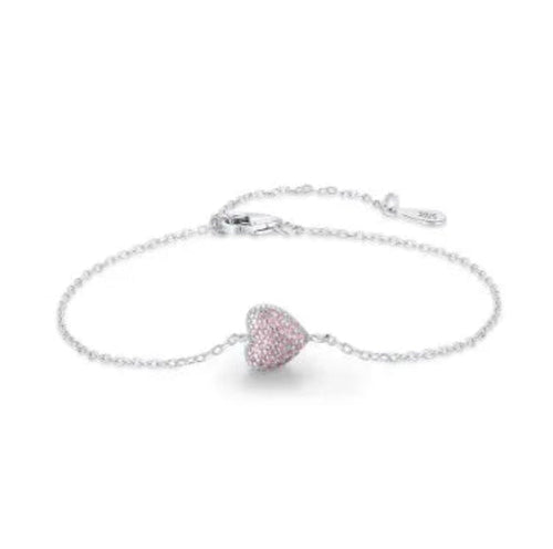 Blushing Heart Promise Bracelet – 925 Sterling Silver - Sweetheart Jewel