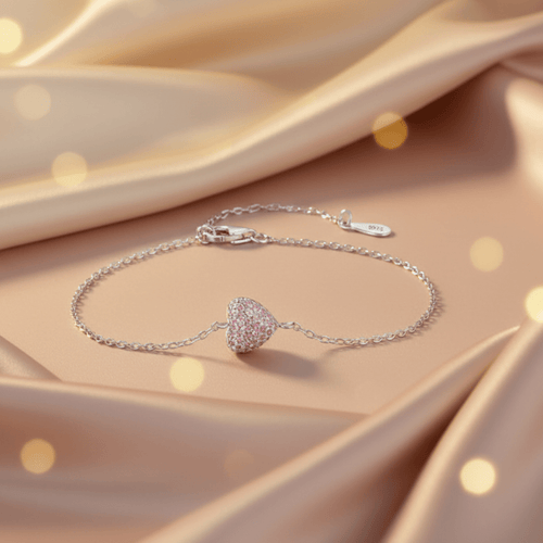 Blushing Heart Promise Bracelet – 925 Sterling Silver - Sweetheart Jewel