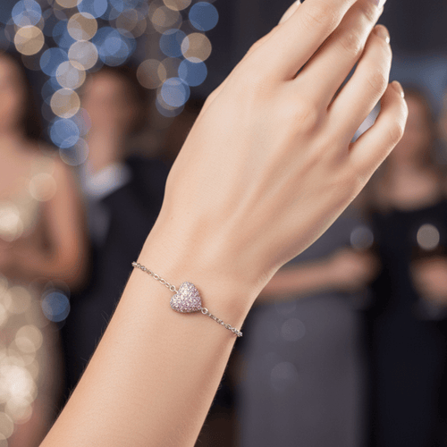 Blushing Heart Promise Bracelet – 925 Sterling Silver - Sweetheart Jewel