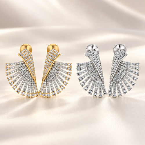 Glamour Wing Cubic Zirconia Statement Earrings