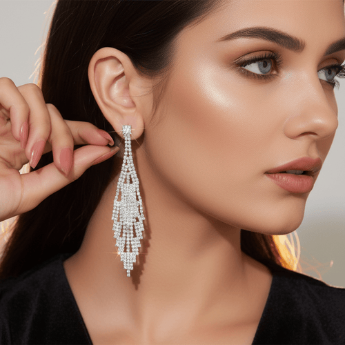 Crystal Cascade Bridal Tassel Earrings - Sweetheart Jewel