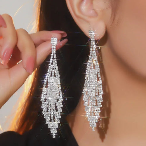 Crystal Cascade Bridal Tassel Earrings - Sweetheart Jewel