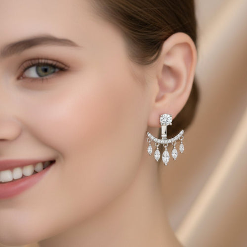 Crystal Waterdrop Tassel Earrings – 18K Platinum Plated CZ - Sweetheart Jewel