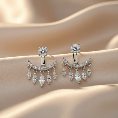 Crystal Waterdrop Tassel Earrings – 18K Platinum Plated CZ - Sweetheart Jewel