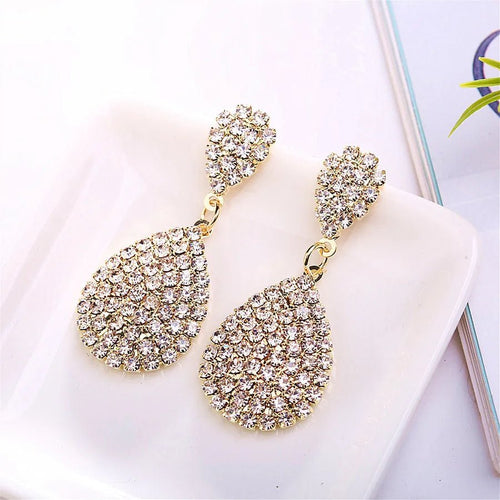 Dew Kiss Rhinestone Drop Earrings - Sweetheart Jewel