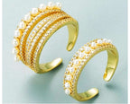 Popular Zircon and Pearl Decorated Open-end Ring